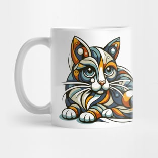 Pop art cat illustration. cubism cat illustration Mug